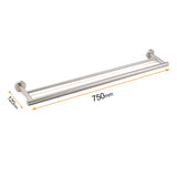 Shower Accessories: Brushed Nickel 750mm Double Towel Rack Rail Holder Round Hanger Bar Wall Mounted