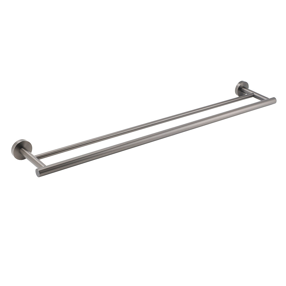 Shower Accessories: Gun Metal Stainless Steel 750mm Double Towel Rack Rail Holder Round Hanger Bar
