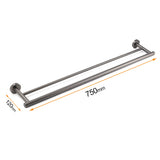 Shower Accessories: Gun Metal Stainless Steel 750mm Double Towel Rack Rail Holder Round Hanger Bar