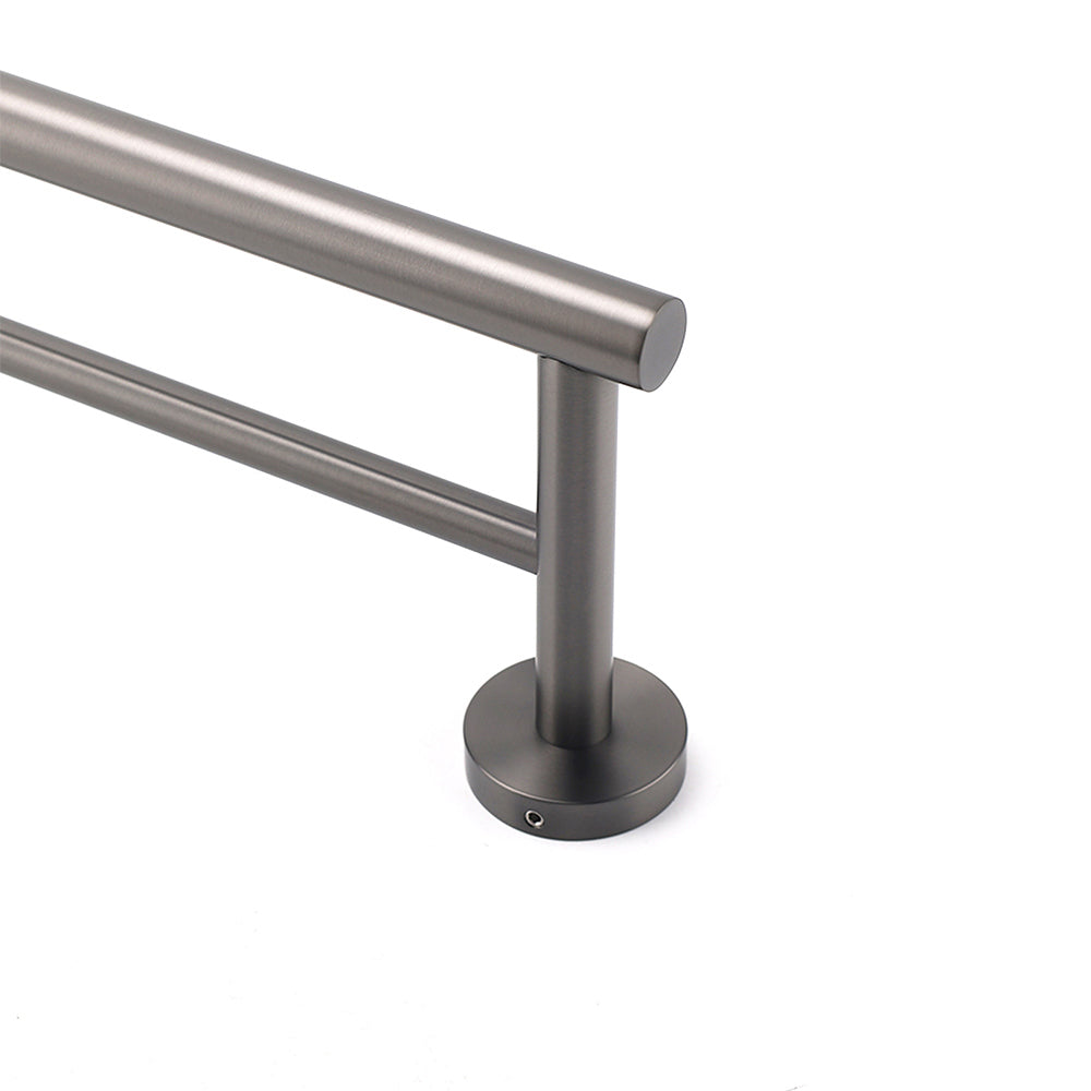 Shower Accessories: Gun Metal Stainless Steel 750mm Double Towel Rack Rail Holder Round Hanger Bar