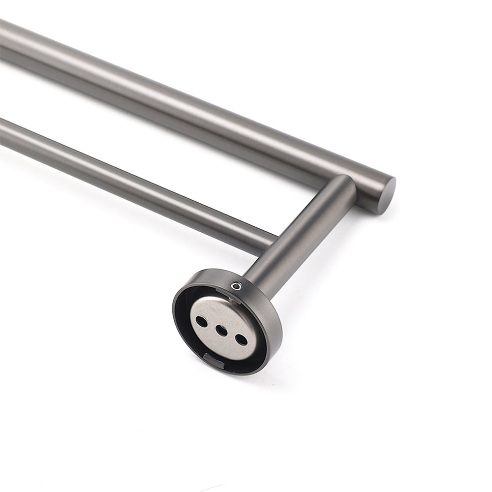 Shower Accessories: Gun Metal Stainless Steel 750mm Double Towel Rack Rail Holder Round Hanger Bar