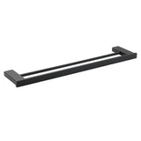 Shower Accessories: Matt Black Cubic Square 600mm Double Towel Rail Rack Hanger Holder Bar Wall Kit