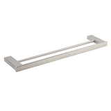 Shower Accessories: Brushed Nickel Square Towel Rail Rack 600mm Double Hanger Holder Bar Bathroom