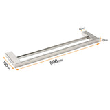 Shower Accessories: Bathroom Polish Chrome Square Towel Rail Rack 600mm Double Hanger Holder Bar