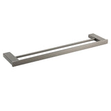 Shower Accessories: Gun Metal Grey Square Strong Towel Rail Rack 600mm Double Hanger Holder Bar Kit