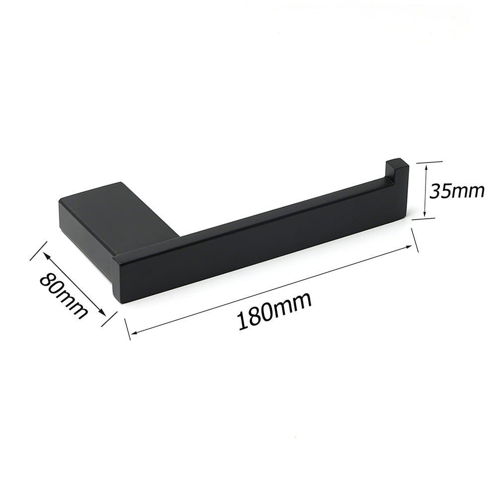 Shower Accessories: Matt Black Square Cubic Toilet Paper Roll Tissue Roll Holder Rack Wall Hook Kit