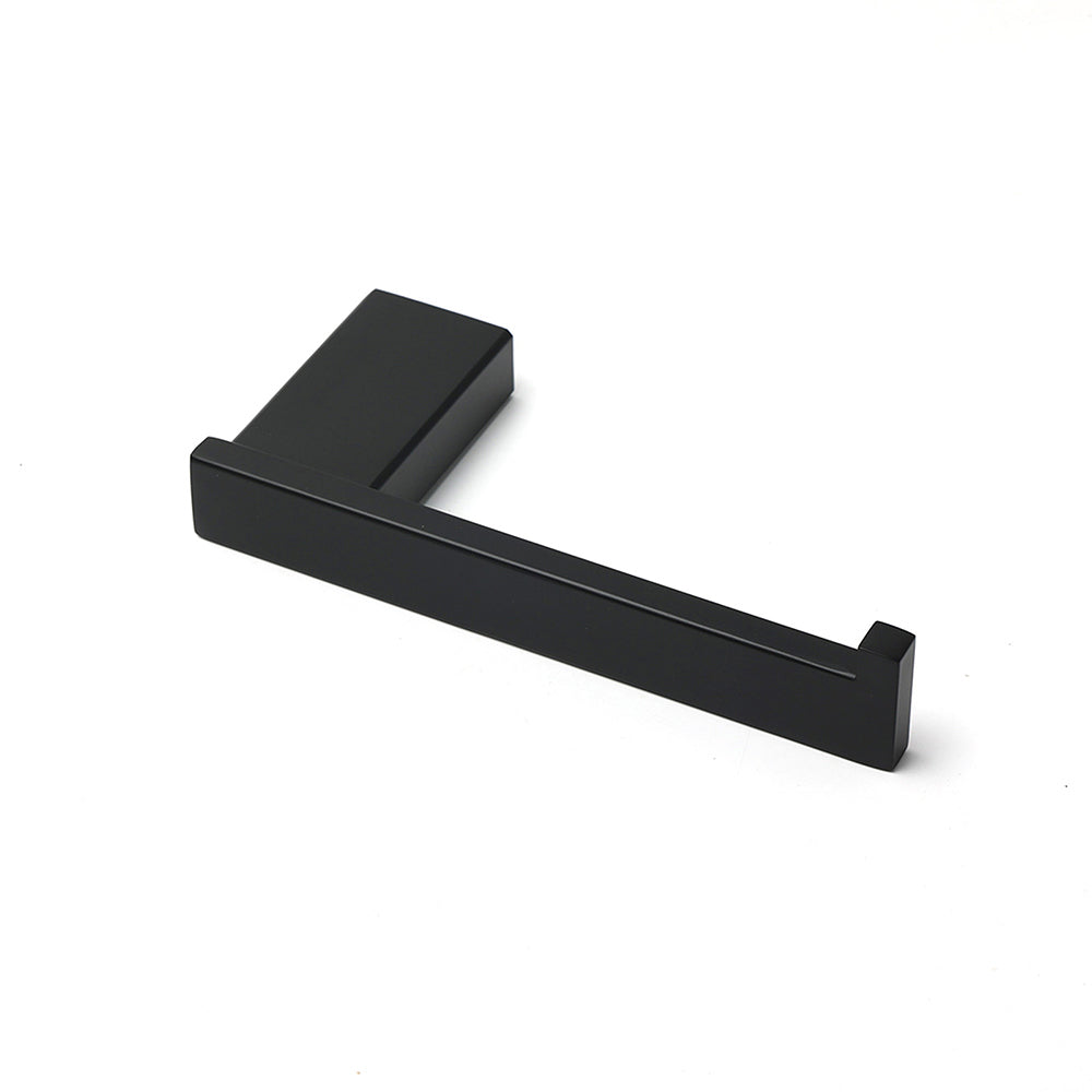 Shower Accessories: Matt Black Square Cubic Toilet Paper Roll Tissue Roll Holder Rack Wall Hook Kit