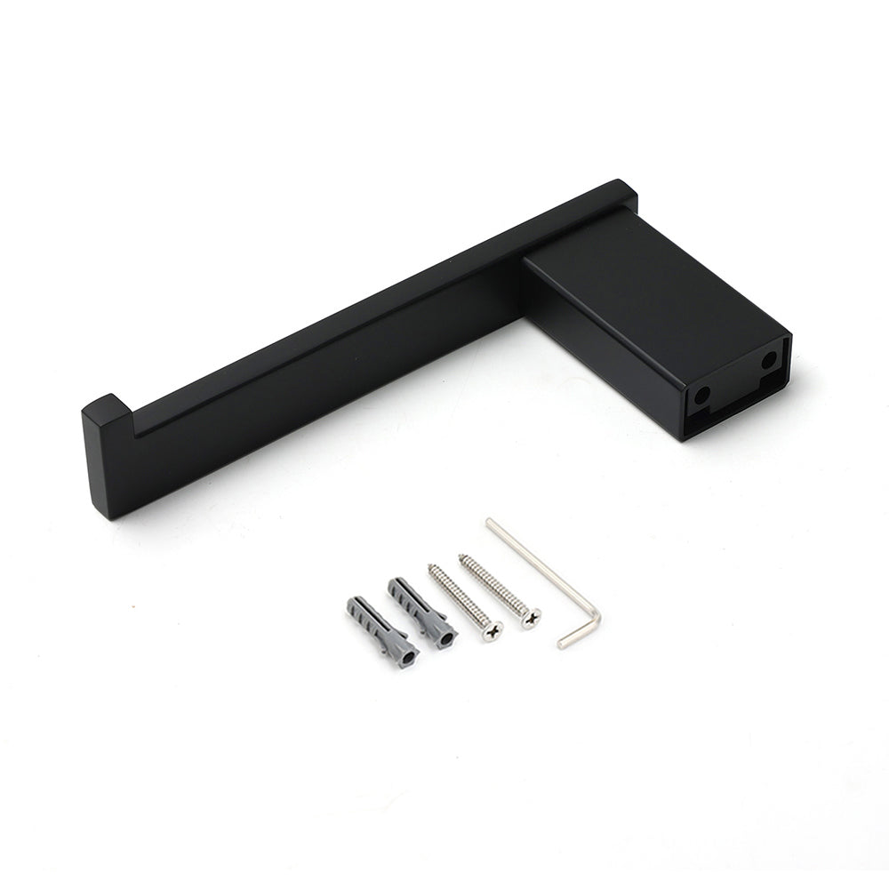 Shower Accessories: Matt Black Square Cubic Toilet Paper Roll Tissue Roll Holder Rack Wall Hook Kit