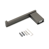 Shower Accessories: Gun Metal Square Toilet Paper Roll Tissue Roll Holder Hook Rack Wall Mounted Set