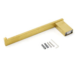 Shower Accessories: Brushed Gold Cubic Square Towel Holder Rack Clothes Hook Kit Bathroom Accessory
