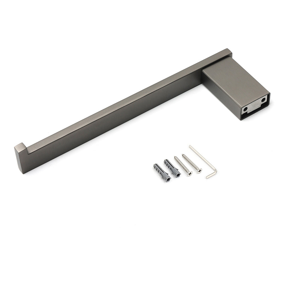 Shower Accessories: Gun Metal 304 Stainless Steel Square Towel Holder Rack Clothes Hook Kit Bathroom