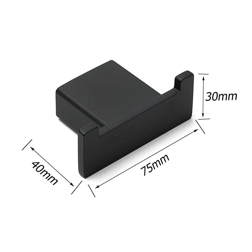Shower Accessories: Matt Black Square Robe Hook Clothes Towel Holder Bathroom Wall Hanger Accessory