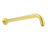 Shower Heads & Screens: WELS Brushed Gold 8" Shower Rainfall Head + 355mm Straight Wall Mounted Arm Set