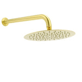 Shower Heads & Screens: PVD Brushed Gold 10" Shower Rain Head 355mm Straight Wall Mount Arm Bathroom Set