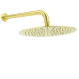 Shower Heads & Screens: PVD Brushed Gold 12" Shower Rain Head 355mm Straight Wall Mount Arm Bathroom Set