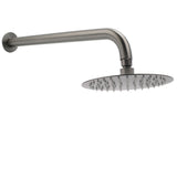 Shower Heads & Screens: WELS Gun Metal Round 8" Rain Shower Head 400mm Straight Wall Mounted Arm Bath Set