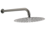 Shower Heads & Screens: WELS Gun Metal Round 12" Rain Shower Head 400mm Straight Wall Mounted Arm Bath Set