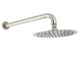 Shower Heads & Screens: WELS Brushed Nickel Round 8" Rain Shower Head Straight Wall Mount Arm Mixer Set