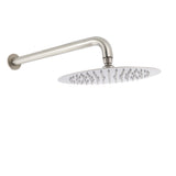 Shower Heads & Screens: WELS Brushed Nickel Round 10" Rain Shower Head Straight Wall Mount Arm Mixer Set