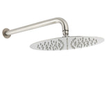 Shower Heads & Screens: WELS Brushed Nickel Round 12" Rain Shower Head Straight Wall Mount Arm Mixer Set
