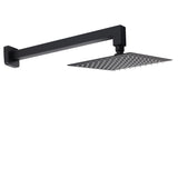 Shower Heads & Screens: Matt Black Square 8" Rainfall Shower Head & 400mm Brass Straight Wall Mount Arm Set