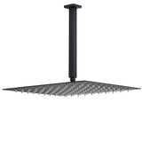 Shower Heads & Screens: Matt Black 16" Large Rainfall Shower Head 300mm Ceiling Dropper Arm Square Mixer Taps