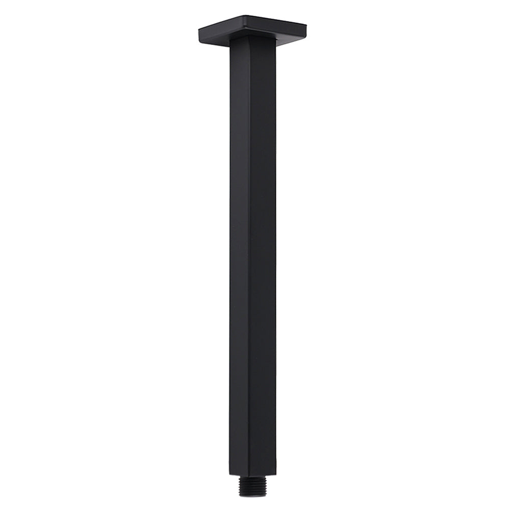 Shower Heads & Screens: Matt Black 16" Large Rainfall Shower Head 300mm Ceiling Dropper Arm Square Mixer Taps