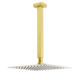 Shower Heads & Screens: Brushed Gold Square 10" Rainfall Shower Head 30cm Ceiling Dropper Extension Arm Set