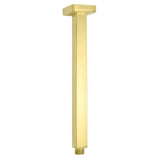 Shower Heads & Screens: Brushed Gold Square 10" Rainfall Shower Head 30cm Ceiling Dropper Extension Arm Set