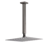 Shower Heads & Screens: Gun Metal Square 10" Rainfall Shower Head 300mm Ceiling Dropper Arm Bath Set WELS