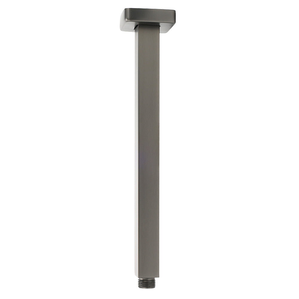 Gun Metal Square 12" Rainfall Shower Head 300mm Ceiling Dropper Arm Bath Set WELS