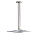Shower Heads & Screens: Brushed Nickel Square 8" Rain Shower Head 300mm Brass Ceiling Dropper Arm Set