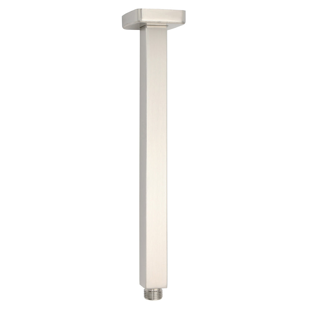 Shower Heads & Screens: Brushed Nickel Square 10" Rain Shower Head 300mm Brass Ceiling Dropper Arm Set