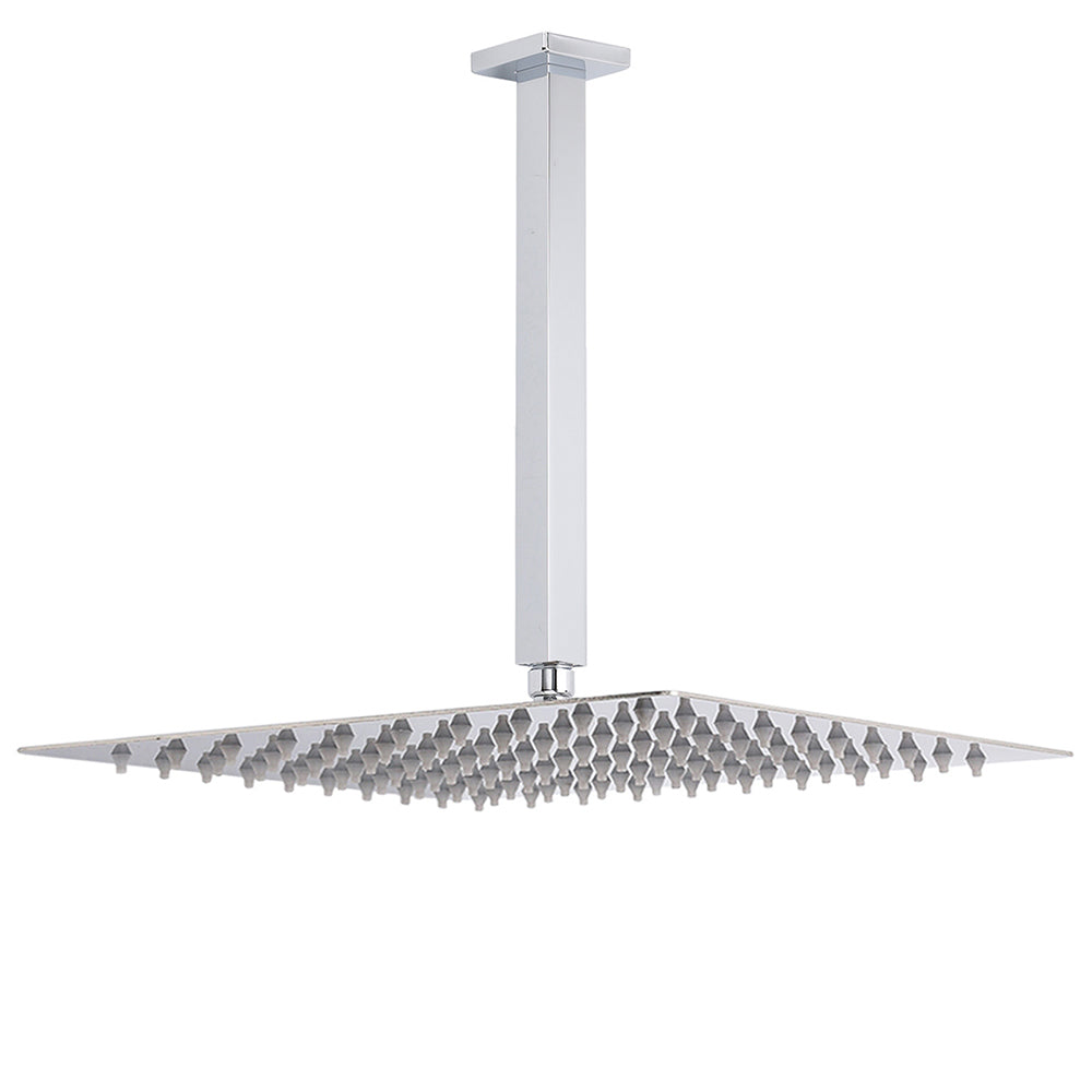 Shower Heads & Screens: WELS 16" Rainfall Shower Head 300mm Ceiling Dropper Extension Arm Chrome Square Set
