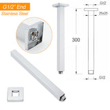Shower Heads & Screens: WELS 16" Rainfall Shower Head 300mm Ceiling Dropper Extension Arm Chrome Square Set