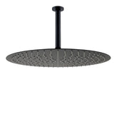 Shower Heads & Screens: Matt Black Round 16" Extra Large Rain Shower Head 300mm Ceiling Dropper Arm Set