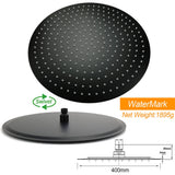 Shower Heads & Screens: Matt Black Round 16" Extra Large Rain Shower Head 300mm Ceiling Dropper Arm Set
