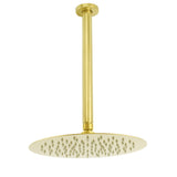 Shower Heads & Screens: WELS 10" Round Stainless Steel Shower Head Extension Ceiling Arm Set Brushed Gold