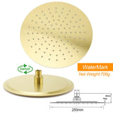 Shower Heads & Screens: WELS 10" Round Stainless Steel Shower Head Extension Ceiling Arm Set Brushed Gold