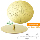 Shower Heads & Screens: WELS 16" Round Stainless Steel Shower Head Extension Ceiling Arm Set Brushed Gold