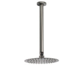 Shower Heads & Screens: WELS Gun Metal Round 8" SUS Rainfall Shower Head 300mm Ceiling Dropper Arm Set
