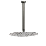 Shower Heads & Screens: WELS Gun Metal Round 12" SUS Rainfall Shower Head 300mm Ceiling Dropper Arm Set