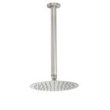 Shower Heads & Screens: Brushed Nickel Round 8" Shower Rain Head + 300mm Brass Ceiling Dropper Arm Set