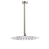 Shower Heads & Screens: Brushed Nickel Round 10" Shower Rain Head + 300mm Brass Ceiling Dropper Arm Set