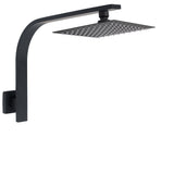 Shower Heads & Screens: Matt Black 8" Square Thin Rain Shower Head Brass Gooseneck Wall Arm Watermark