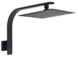Shower Heads & Screens: WELS Matt Black 10" Square Thin Rain Shower Head Brass Gooseneck Wall Arm Set