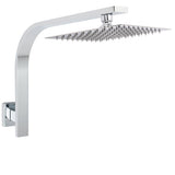 Shower Heads & Screens: WELS Chrome 8" 200mm SUS Square Rainfall Shower Head Brass Gooseneck Wall Arm Set