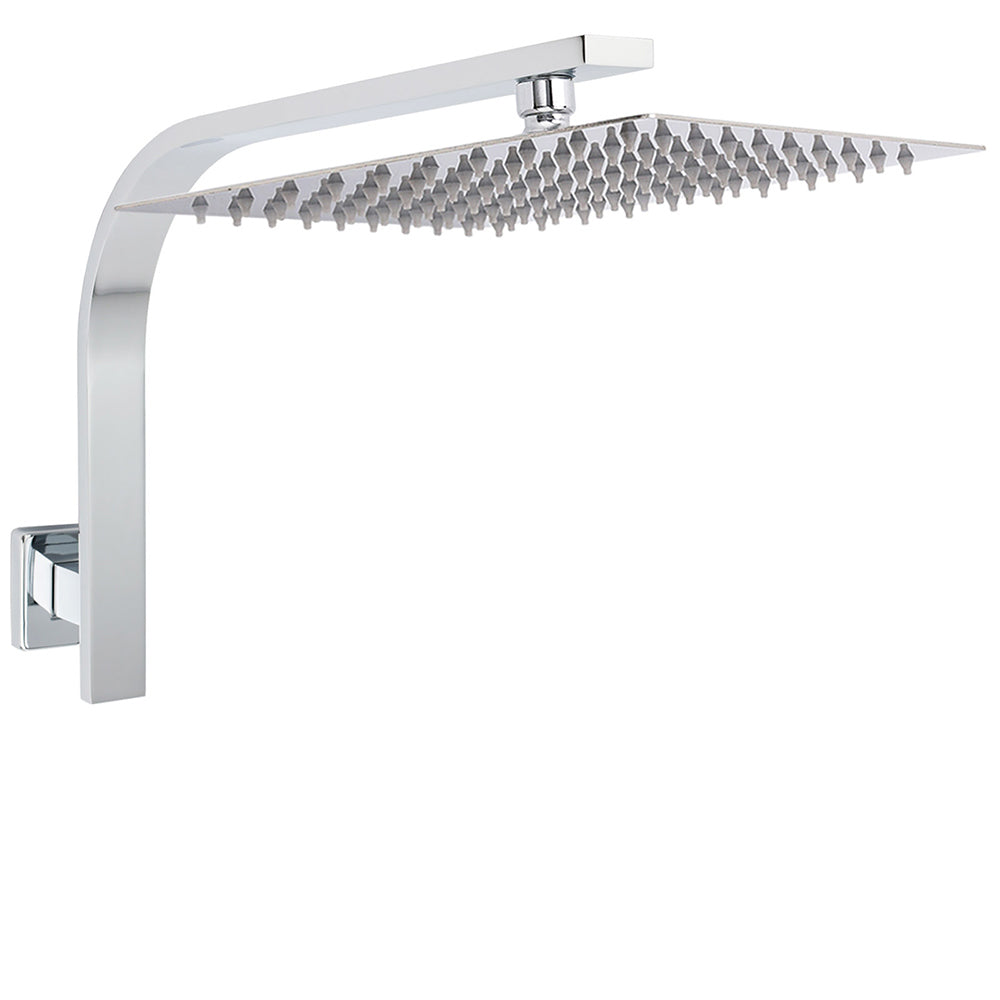Shower Heads & Screens: Chrome Square 12" Large Rainfall Shower Head Rose Brass Gooseneck Wall Arm Set