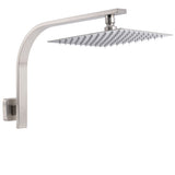 Shower Heads & Screens: Brushed Nickel Silver Square 10" Rain Shower Head & Brass Gooseneck Wall Arm Set