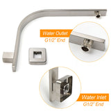 Shower Heads & Screens: Brushed Nickel Silver Square 10" Rain Shower Head & Brass Gooseneck Wall Arm Set